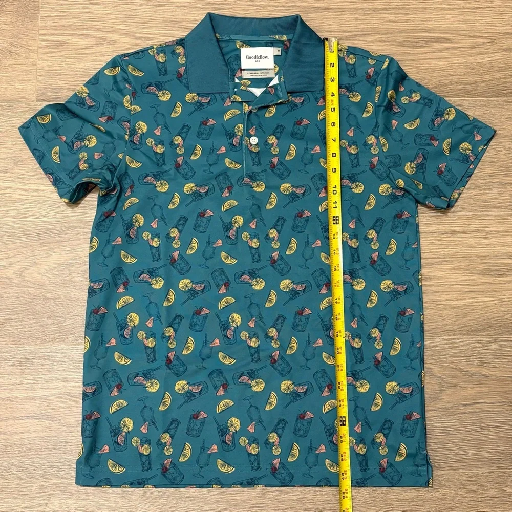 Goodfellow & Co Men's‎ Teal and Yellow Patterned Polo